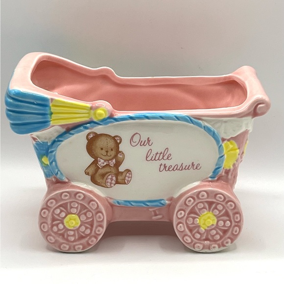 Lefton Other - Vintage Lefton Japan Pink Baby Carriage Planter 04326 'Our Little Treasure' 1984